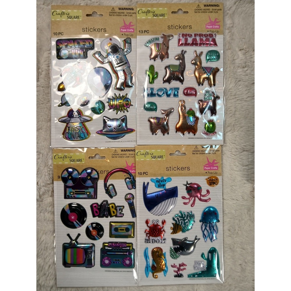 Crafters Corner Puffy 3D Metallic Sticker Lot Of 4 Scrapbooking